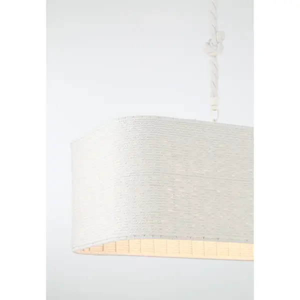 The Lodelle brings relaxed coastal elegance to your space with four white cotton rope drum shades suspended from a clean matte white frame. Its 48-inch linear design makes it perfect for kitchen islands and dining tables. - alternate view