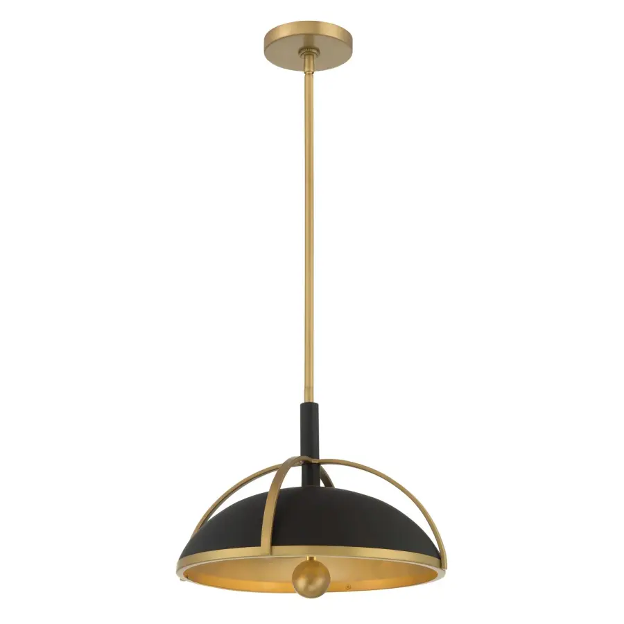 Yorkshire 14" 2-Light Pendant in Dark Matte Black and Legacy Brass - Image 1