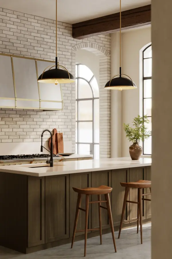 Yorkshire 14" 2-Light Pendant in Dark Matte Black and Legacy Brass - Image 3