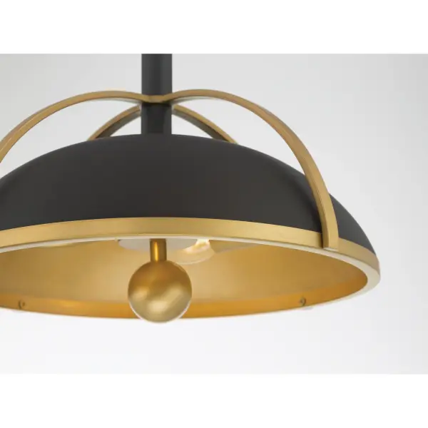 Yorkshire 14" 2-Light Pendant in Dark Matte Black and Legacy Brass - Image 5
