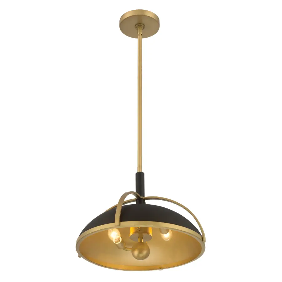 Yorkshire 14" 2-Light Pendant in Dark Matte Black and Legacy Brass - Image 7