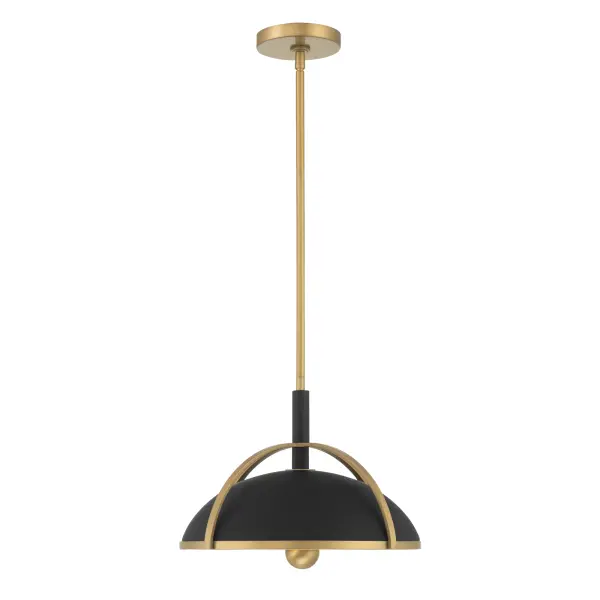 Yorkshire 14" 2-Light Pendant in Dark Matte Black and Legacy Brass - Image 9