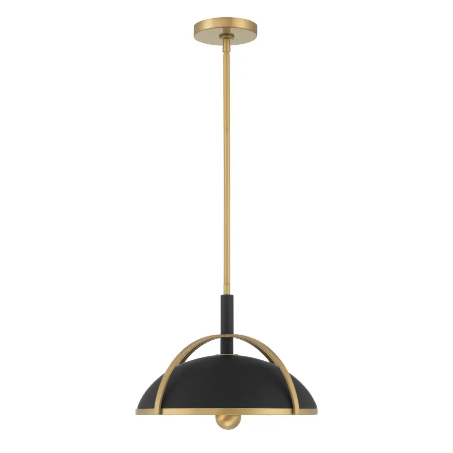 Yorkshire 14" 2-Light Pendant in Dark Matte Black and Legacy Brass - Image 9