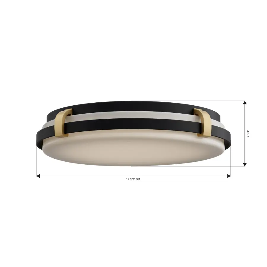 Arclume 14.75" LED Flush Mount in Dark Matte Black and Legacy Brass - Image 4