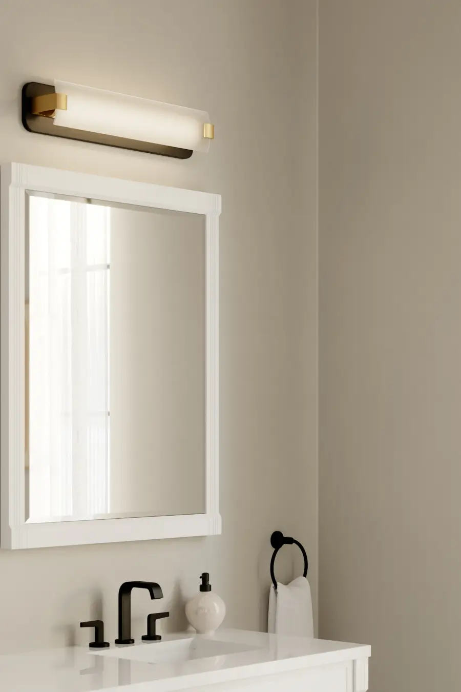 Arclume 24" LED Bath Bar in Dark Matte Black & Legacy Brass - Image 2
