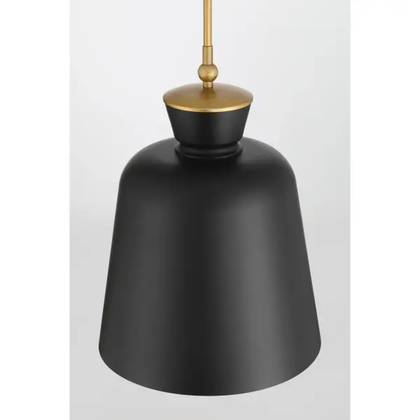 Holloway 15" 1-Light Pendant in Dark Matte Black and Legacy Brass - Image 3