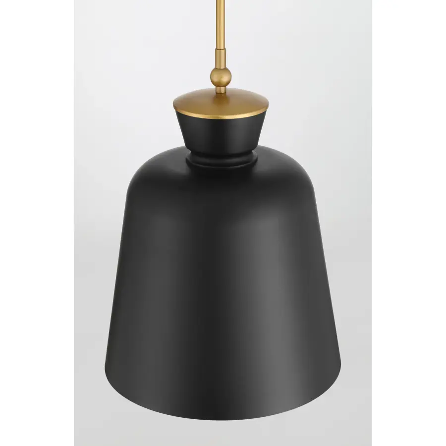 Holloway 15" 1-Light Pendant in Dark Matte Black and Legacy Brass - Image 3