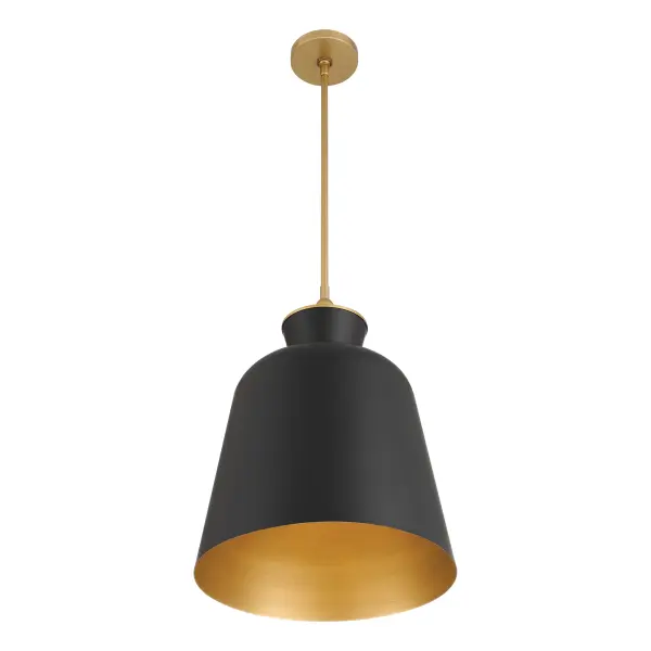 Holloway 15" 1-Light Pendant in Dark Matte Black and Legacy Brass - Image 4