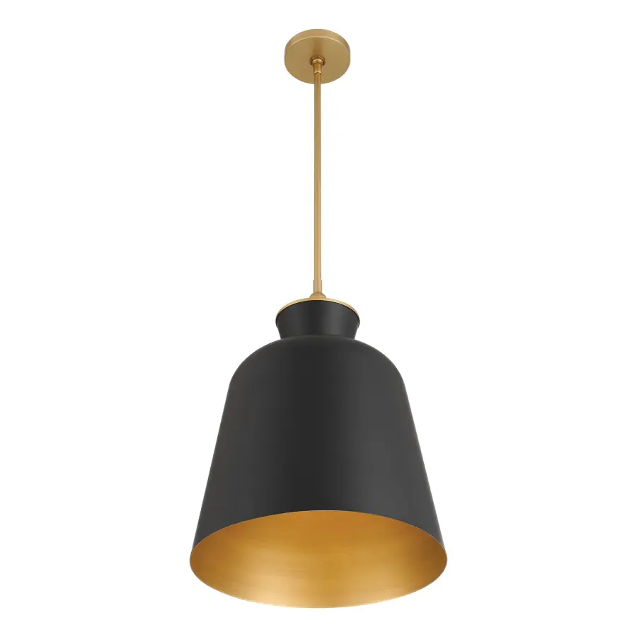 Holloway 15" 1-Light Pendant in Dark Matte Black and Legacy Brass - Image 4