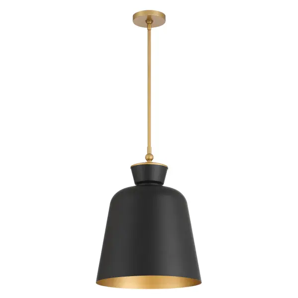 Holloway 15" 1-Light Pendant in Dark Matte Black and Legacy Brass - Image 5