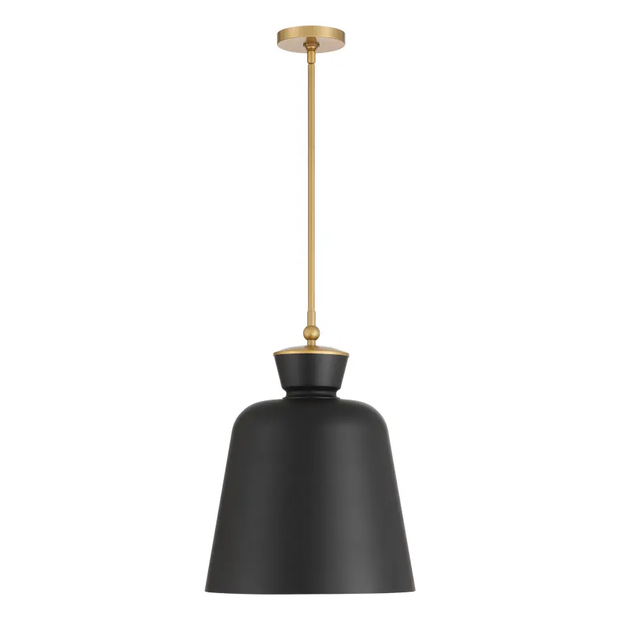 Holloway 15" 1-Light Pendant in Dark Matte Black and Legacy Brass - Image 6