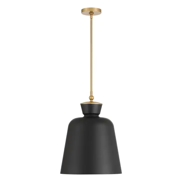 Holloway 15" 1-Light Pendant in Dark Matte Black and Legacy Brass - Image 7