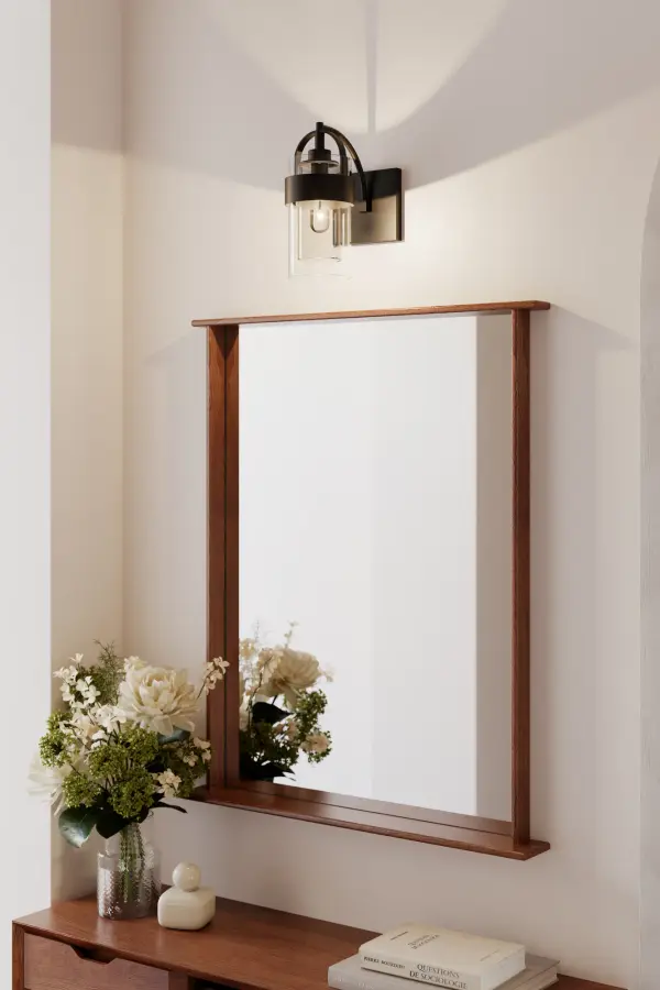 1-Light Bath Sconce - Dark Matte Black with Clear and Grey Glass - alternate view