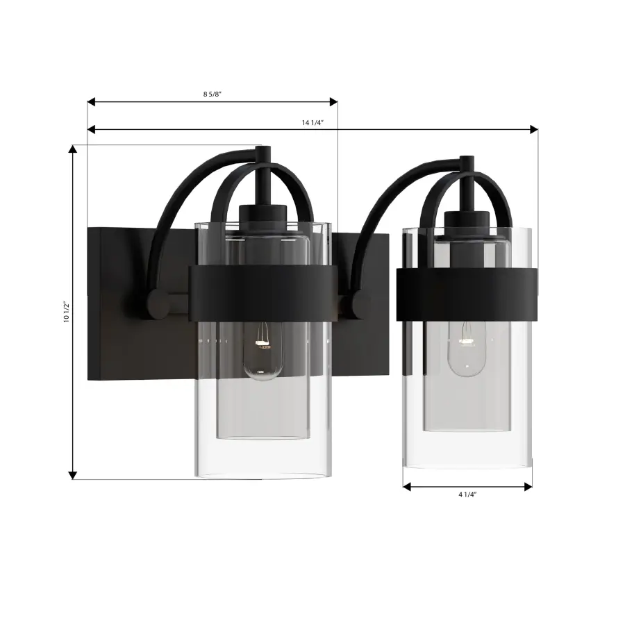 Ravik 14.25" 2-Light Vanity in Dark Matte Black - Image 4