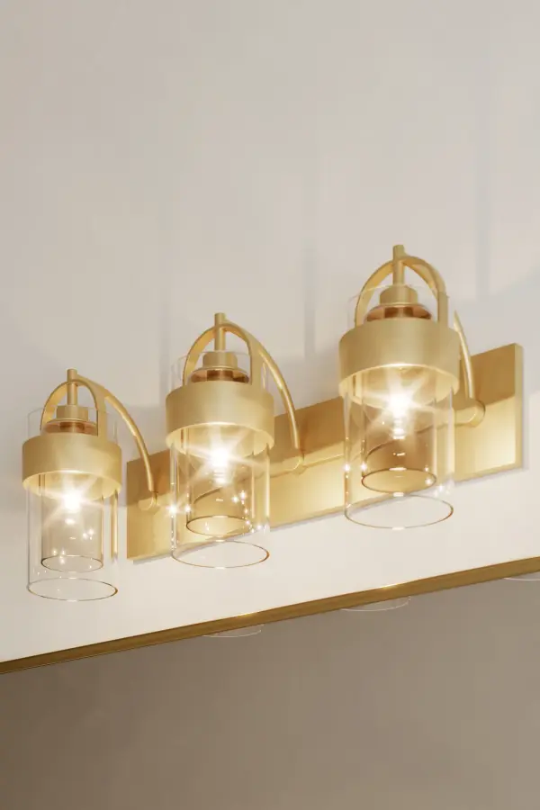 3-Light Vanity - Legacy Brass with Clear and Grey Glass - alternate view