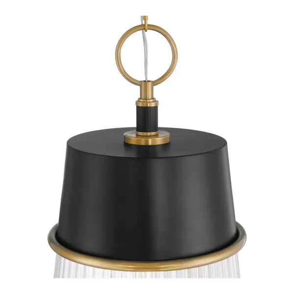Stamford 13" 1-Light Pendant in Dark Matte Black and Legacy Brass - Image 3