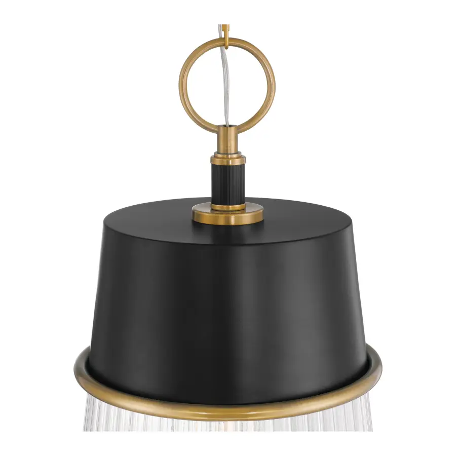 Stamford 13" 1-Light Pendant in Dark Matte Black and Legacy Brass - Image 3