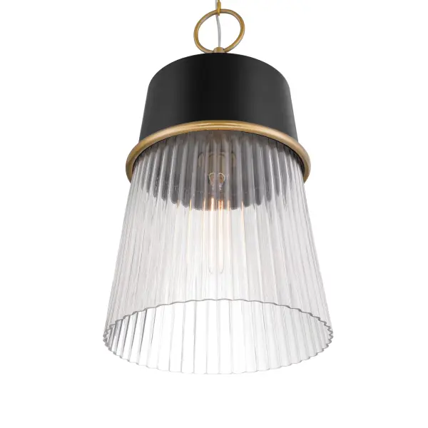 Stamford 13" 1-Light Pendant in Dark Matte Black and Legacy Brass - Image 4