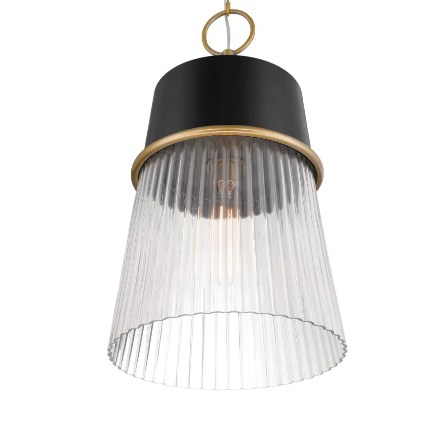 Stamford 13" 1-Light Pendant in Dark Matte Black and Legacy Brass - Image 4