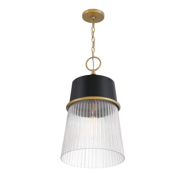 Stamford 13" 1-Light Pendant in Dark Matte Black and Legacy Brass - Image 5