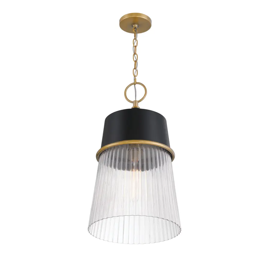 Stamford 13" 1-Light Pendant in Dark Matte Black and Legacy Brass - Image 5