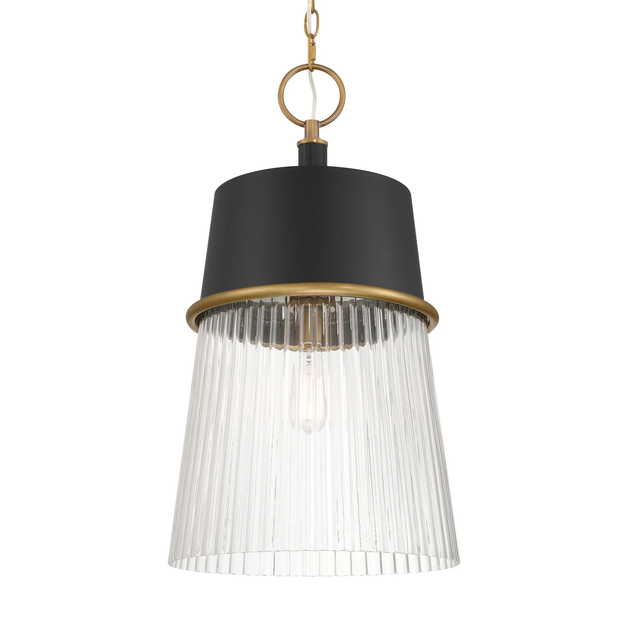 Stamford 15" 1-Light Pendant in Dark Matte Black and Legacy Brass