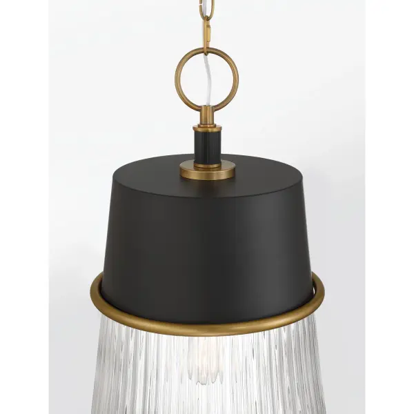 Stamford 15" 1-Light Pendant in Dark Matte Black and Legacy Brass - Image 2
