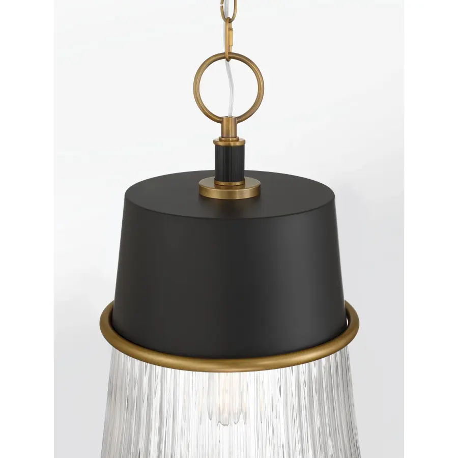 Stamford 15" 1-Light Pendant in Dark Matte Black and Legacy Brass - Image 2