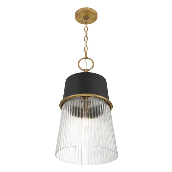 Stamford 15" 1-Light Pendant in Dark Matte Black and Legacy Brass - Image 3