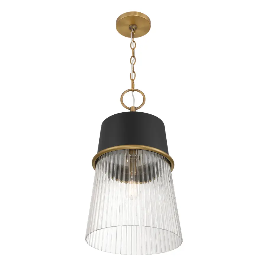 Stamford 15" 1-Light Pendant in Dark Matte Black and Legacy Brass - Image 3