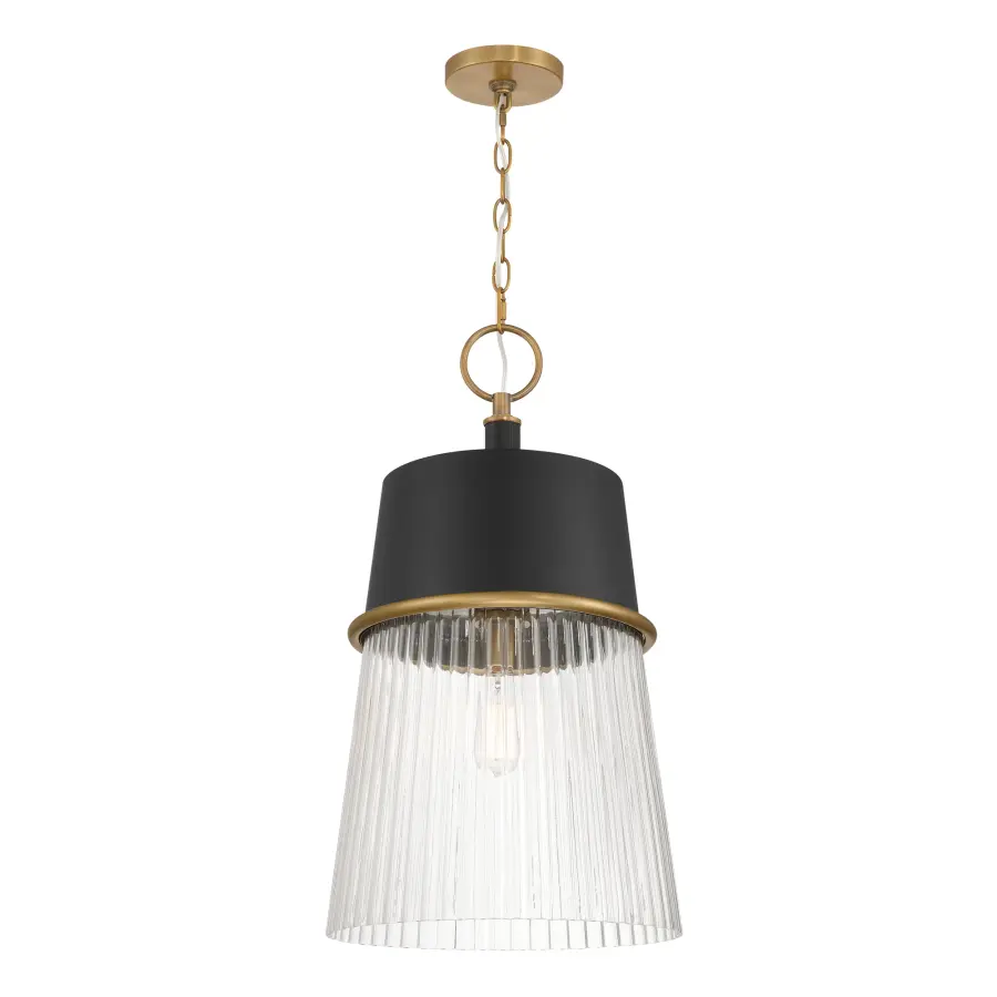 Stamford 15" 1-Light Pendant in Dark Matte Black and Legacy Brass - Image 4