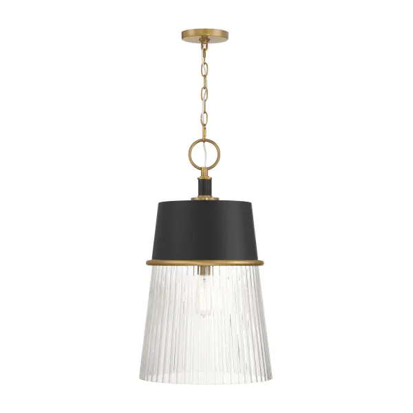 Stamford 15" 1-Light Pendant in Dark Matte Black and Legacy Brass - Image 5