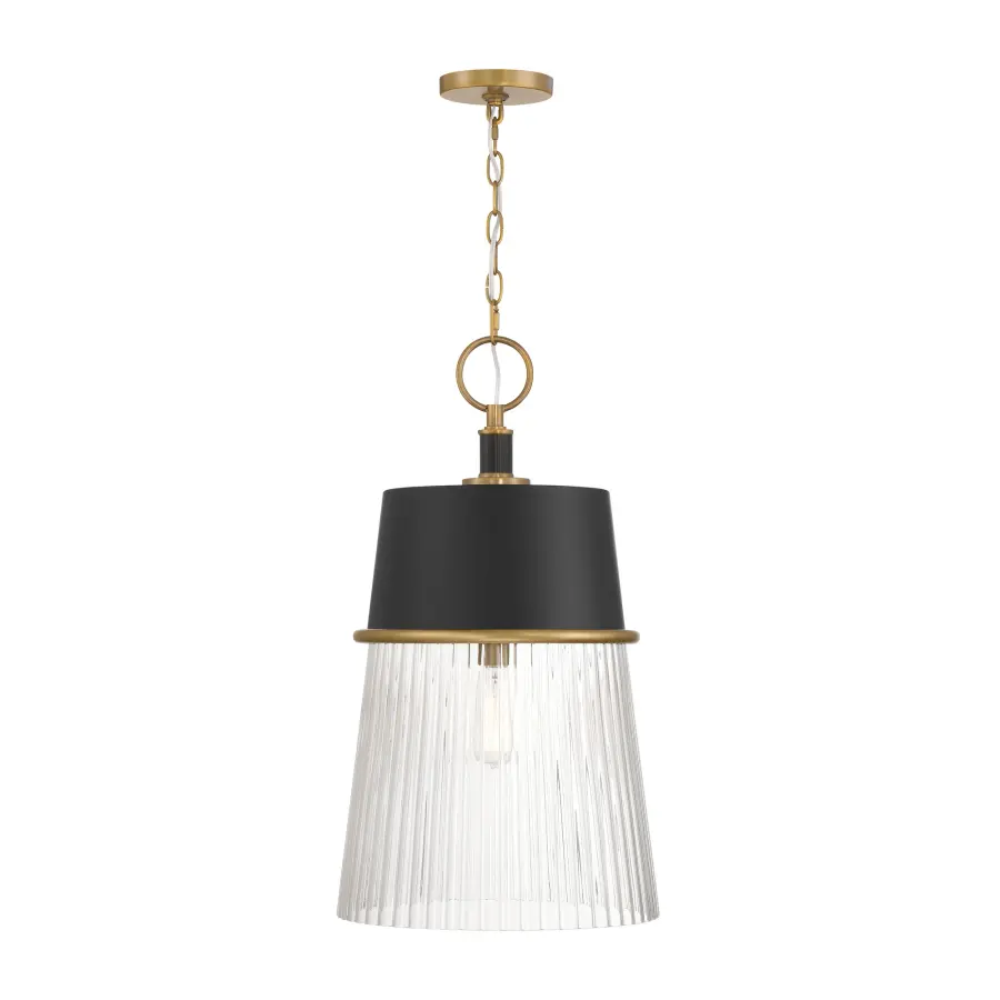 Stamford 15" 1-Light Pendant in Dark Matte Black and Legacy Brass - Image 5