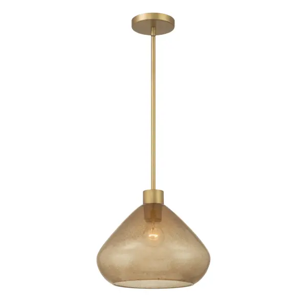 1-Light Pendant - Legacy Brass with Brown Bubble Glass
