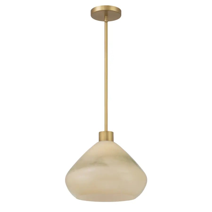 Elaris 12.5" 1-Light Pendant in Legacy Brass with Green Ombre Glass - Image 1