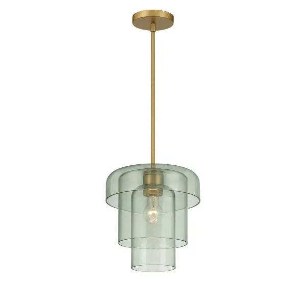 1-Light Pendant - Legacy Brass with Green Sea Glass