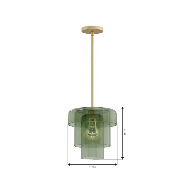 1-Light Pendant - Legacy Brass with Green Sea Glass - alternate view