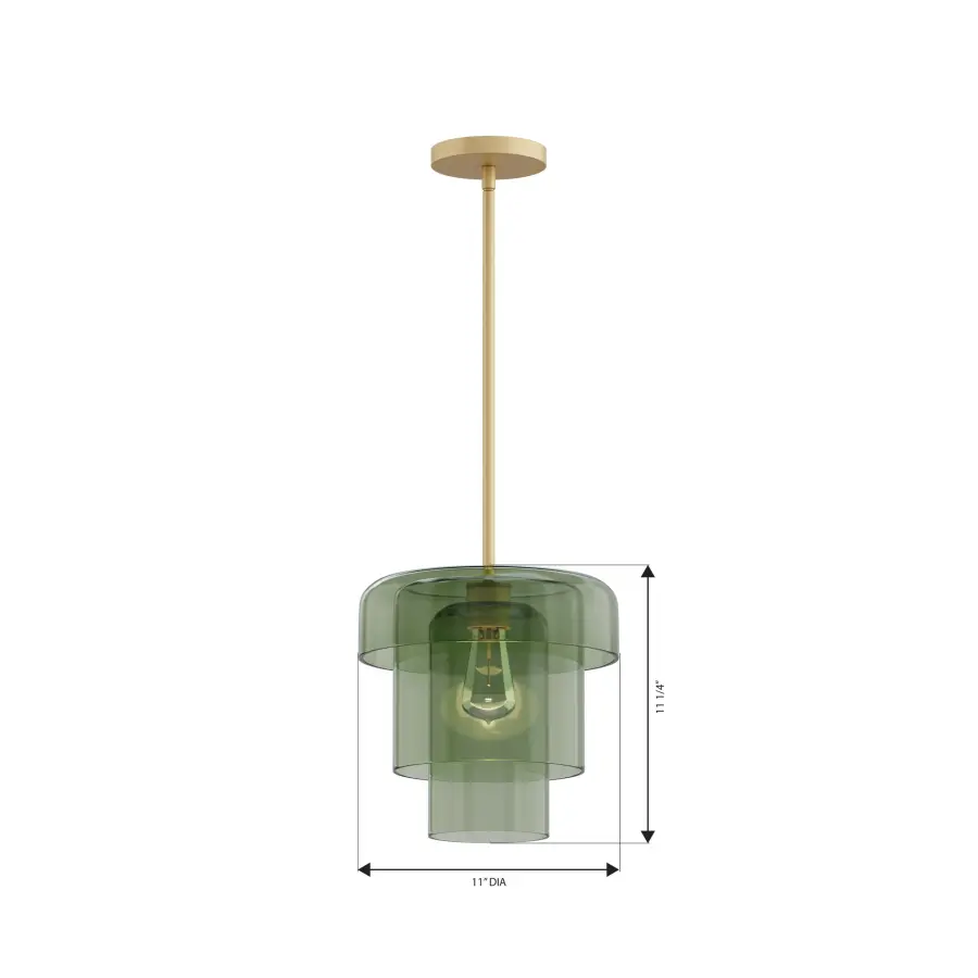 Velique 11" 1-Light Pendant in Legacy Brass with Green Sea Glass - Image 2
