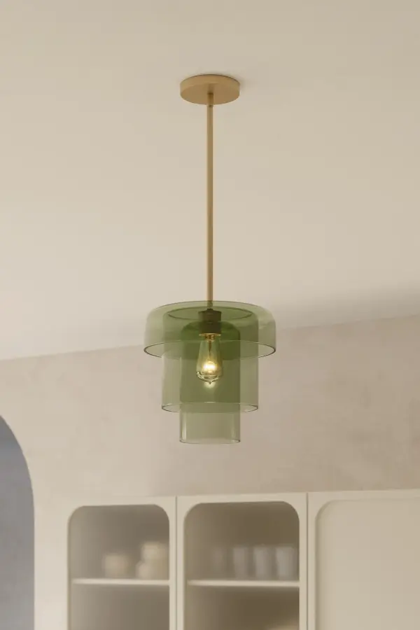 Velique 11" 1-Light Pendant in Legacy Brass with Green Sea Glass - Image 3