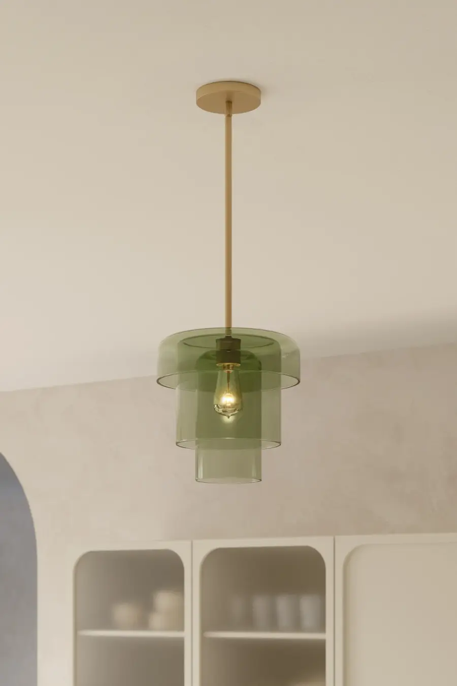 Velique 11" 1-Light Pendant in Legacy Brass with Green Sea Glass - Image 3