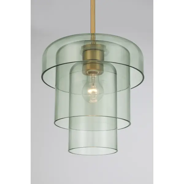 Velique 11" 1-Light Pendant in Legacy Brass with Green Sea Glass - Image 4