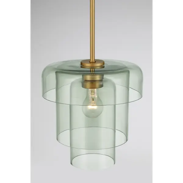 Velique 11" 1-Light Pendant in Legacy Brass with Green Sea Glass - Image 5
