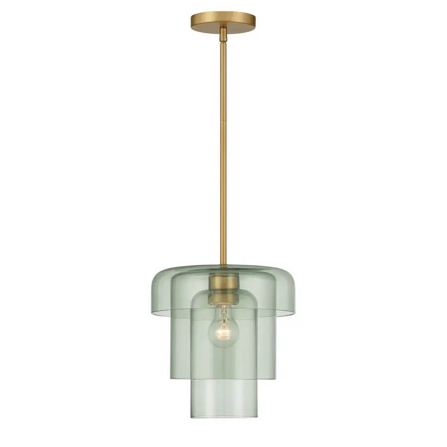Velique 11" 1-Light Pendant in Legacy Brass with Green Sea Glass - Image 8
