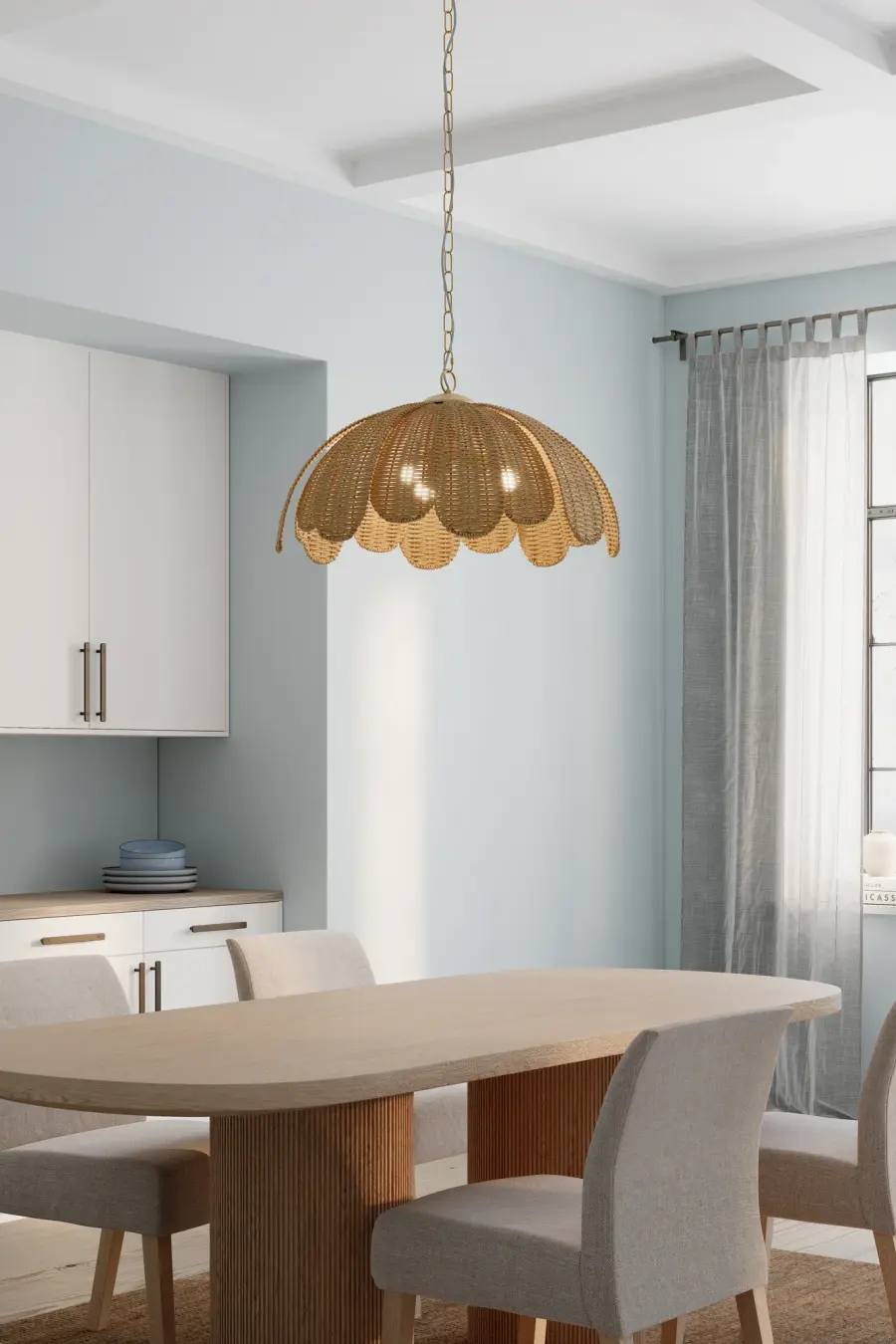 Covea 30" 3-Light Pendant in Legacy Brass with Natural Rafia - Image 3