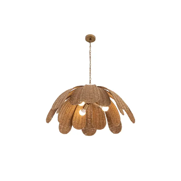 Covea 30" 3-Light Pendant in Legacy Brass with Natural Rafia - Image 5