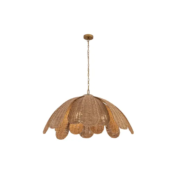 Covea 30" 3-Light Pendant in Legacy Brass with Natural Rafia - Image 6