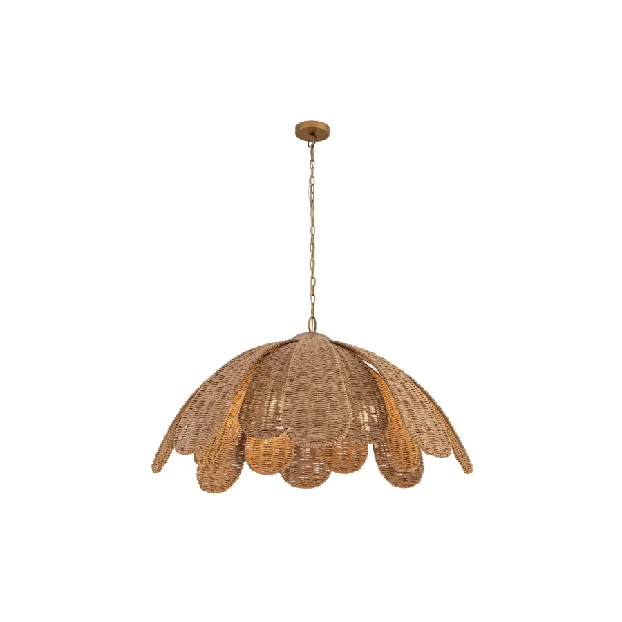 Covea 30" 3-Light Pendant in Legacy Brass with Natural Rafia - Image 6