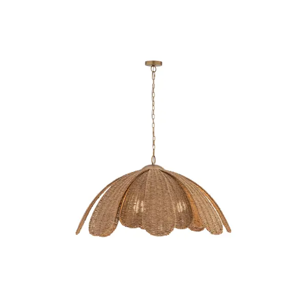 Covea 30" 3-Light Pendant in Legacy Brass with Natural Rafia - Image 7