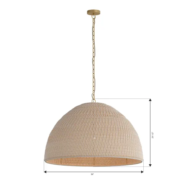 1-Light Pendant - Legacy Brass and Off White Rope - alternate view