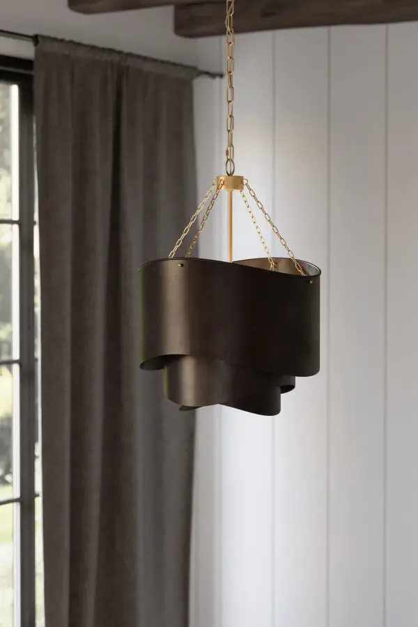 Zyra 21.75" 3-Light Pendant in Legacy Brass and Dark Bronze - Image 3
